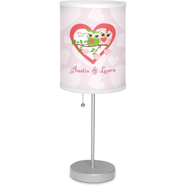 Custom Valentine Owls 7" Drum Lamp with Shade Linen (Personalized)