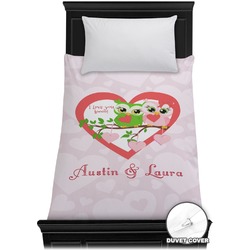Valentine Owls Duvet Cover - Twin (Personalized)