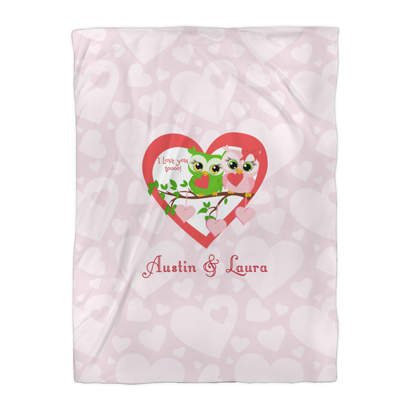 Valentine Owls Duvet Cover - Twin XL - Front