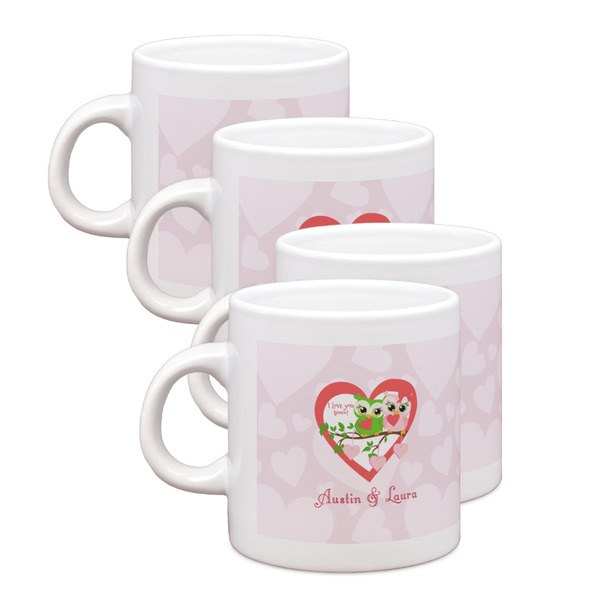 Custom Valentine Owls Single Shot Espresso Cups - Set of 4 (Personalized)