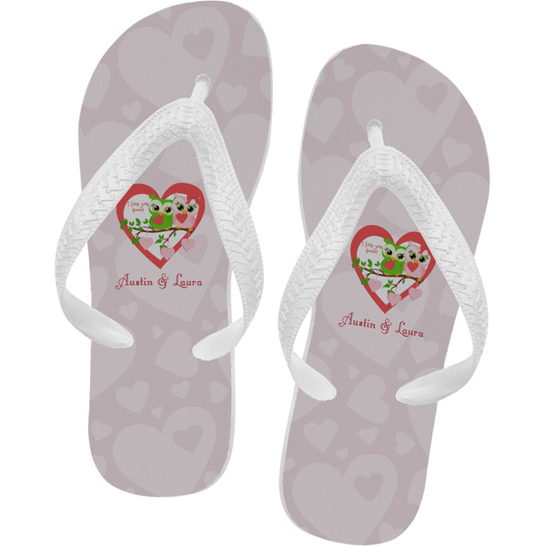 Custom Valentine Owls Flip Flops - XSmall (Personalized)