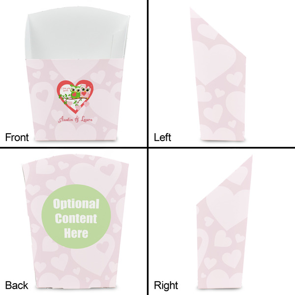 Valentine Owls French Fry Favor Box - Front & Back View