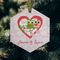 Valentine Owls Frosted Glass Ornament - Hexagon (Lifestyle)