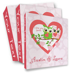 Valentine Owls 3 Ring Binder - Full Wrap (Personalized)