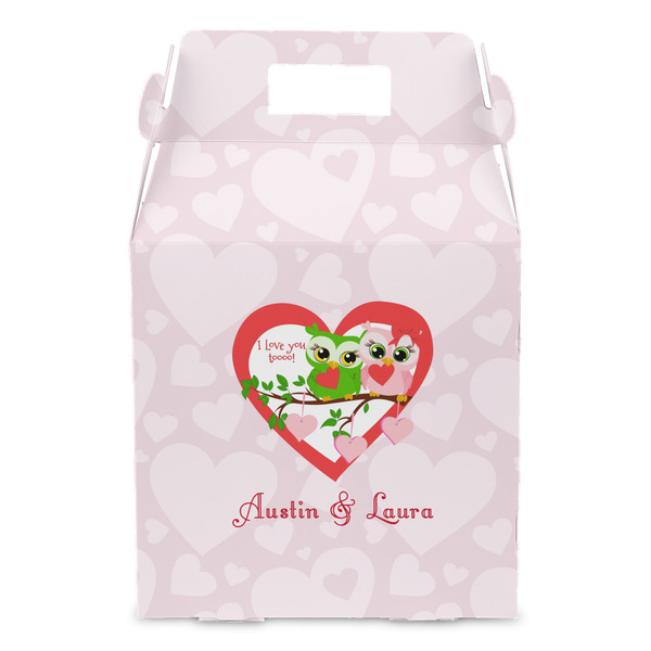 Valentine Owls Gable Favor Box - Front