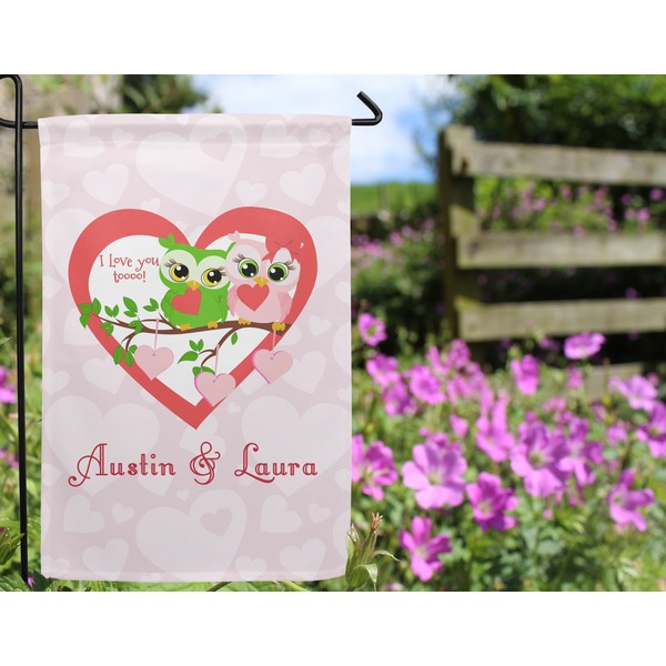 Valentine Owls Garden Flag - Outside In Flowers