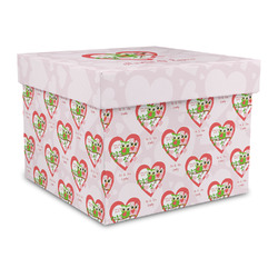 Valentine Owls Gift Box with Lid - Canvas Wrapped - Large (Personalized)
