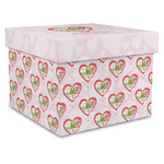 Valentine Owls Gift Box with Lid - Canvas Wrapped - X-Large (Personalized)