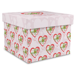 Valentine Owls Gift Box with Lid - Canvas Wrapped - XX-Large (Personalized)