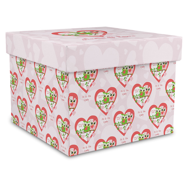Custom Valentine Owls Gift Box with Lid - Canvas Wrapped - XX-Large (Personalized)