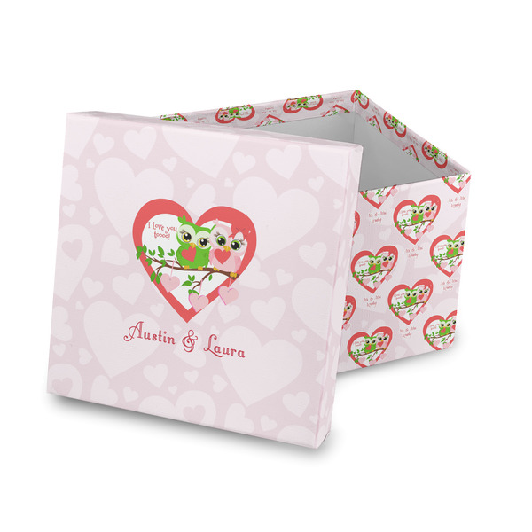 Custom Valentine Owls Gift Box with Lid - Canvas Wrapped (Personalized)
