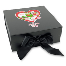Valentine Owls Gift Box with Magnetic Lid - Black (Personalized)