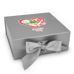 Valentine Owls Gift Box with Magnetic Lid - Silver (Personalized)