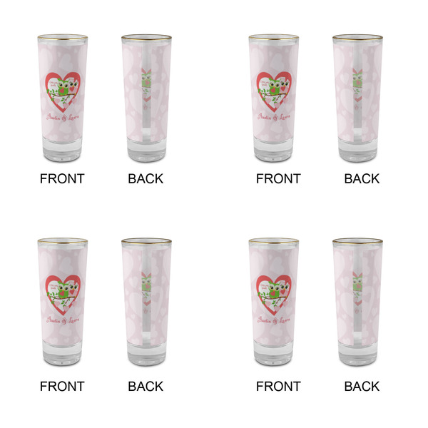 Valentine Owls Glass Shot Glass - 2 oz - Set of 4 - APPROVAL