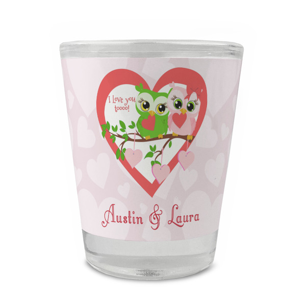 Custom Valentine Owls Glass Shot Glass - 1.5 oz - Set of 4 (Personalized)