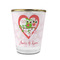 Valentine Owls Glass Shot Glass - With gold rim - FRONT