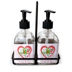 Valentine Owls Glass Soap & Lotion Bottle Set (Personalized)