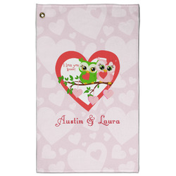 Valentine Owls Golf Towel - Poly-Cotton Blend w/ Couple's Names