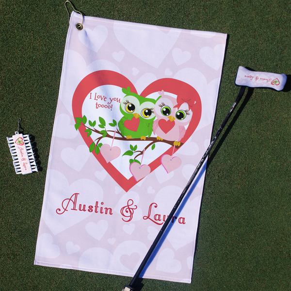Custom Valentine Owls Golf Towel Gift Set (Personalized)