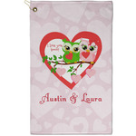 Valentine Owls Golf Towel - Poly-Cotton Blend - Small w/ Couple's Names