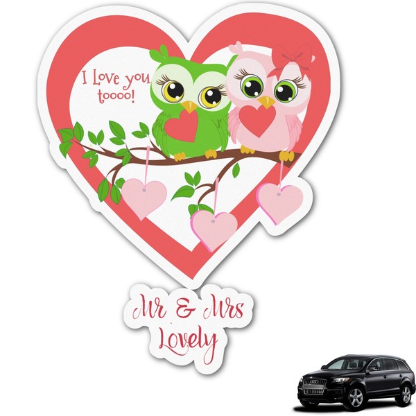 Custom Valentine Owls Graphic Car Decal (Personalized)