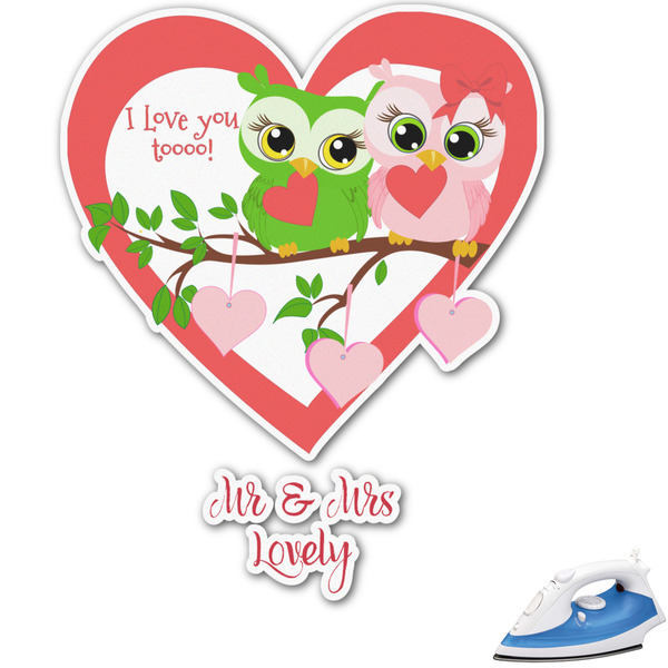 Custom Valentine Owls Graphic Iron On Transfer - Up to 15"x15" (Personalized)