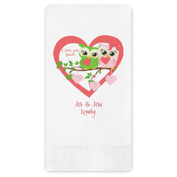 Valentine Owls Guest Napkins - Full Color - Embossed Edge (Personalized)