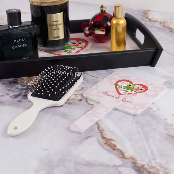 Valentine Owls Hand Mirror - With Hair Brush