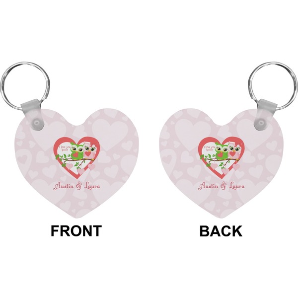 Valentine Owls Heart Keychain (Front + Back)