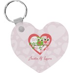 Valentine Owls Heart Plastic Keychain w/ Couple's Names