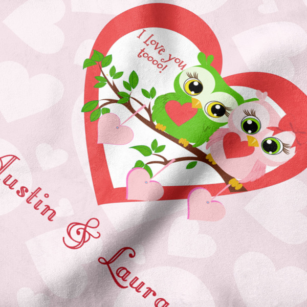 Valentine Owls Hooded Baby Towel- Detail Close Up