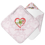 Valentine Owls Hooded Baby Towel (Personalized)