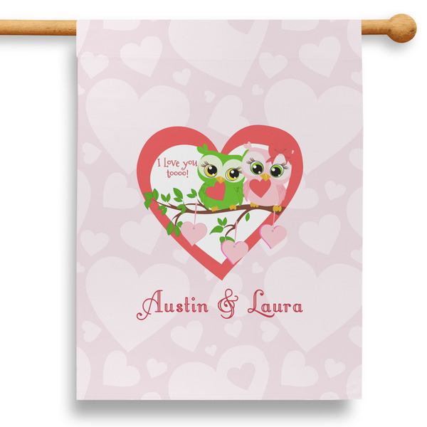 Custom Valentine Owls 28" House Flag (Personalized)
