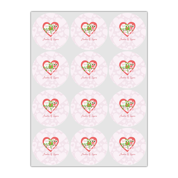Valentine Owls Icing Circle - Small - Set of 12