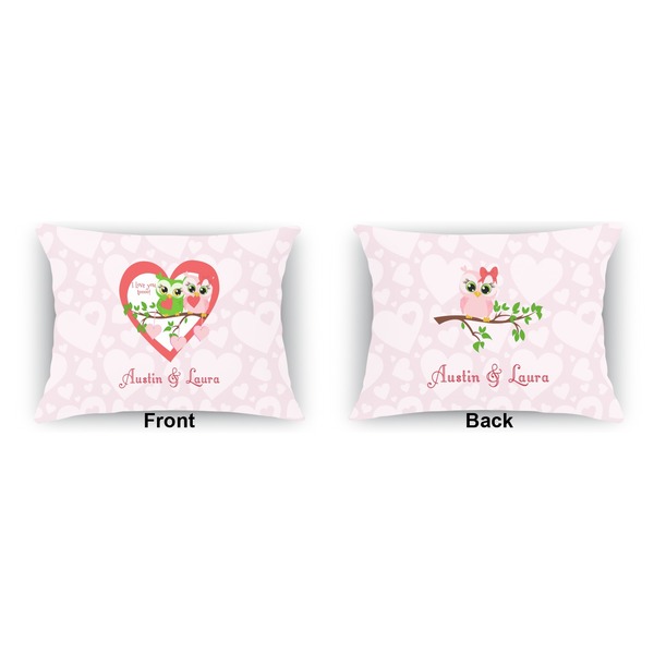 Valentine Owls  Indoor Rectangular Burlap Pillow (Front and Back)