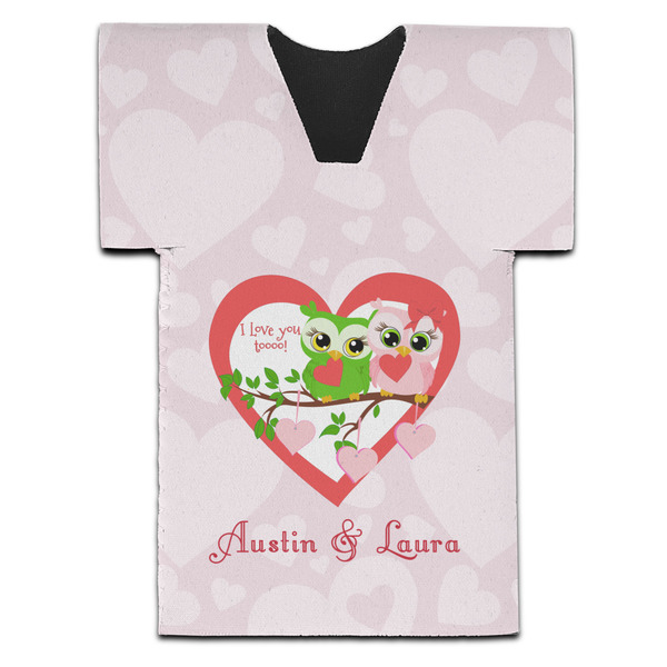 Valentine Owls Jersey Bottle Cooler - Set of 4 - FRONT (flat)