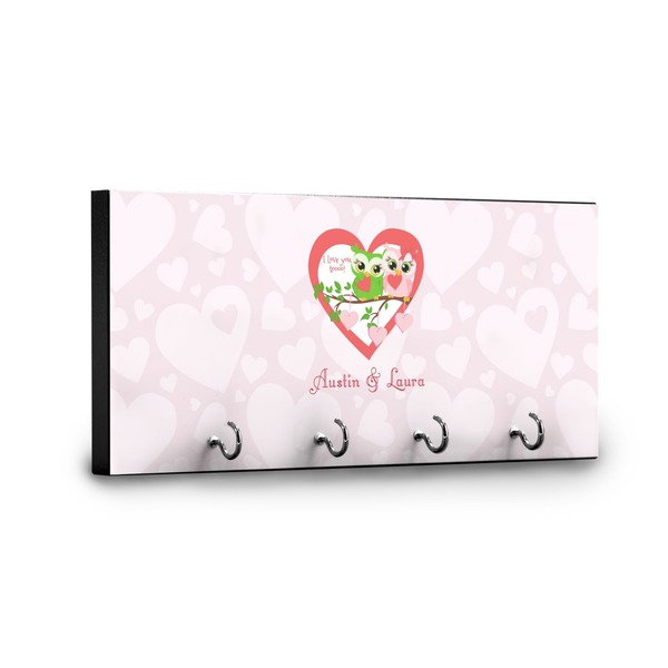 Valentine Owls Key Hanger - Front View with Hooks