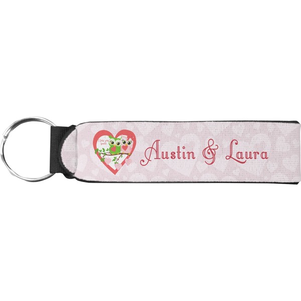 Custom Valentine Owls Neoprene Keychain Fob (Personalized)