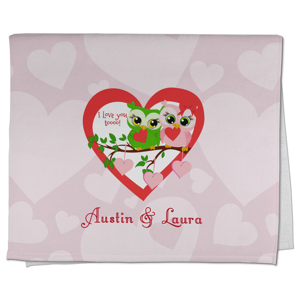 Custom Valentine Owls Kitchen Towel - Poly Cotton w/ Couple's Names