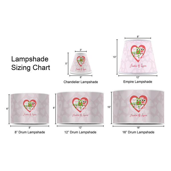Valentine Owls Lampshade Sizing Chart