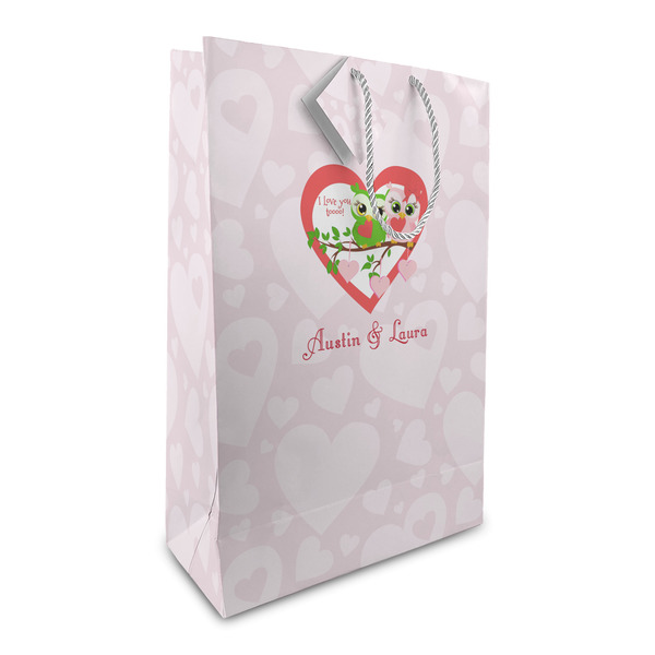 Custom Valentine Owls Large Gift Bag (Personalized)