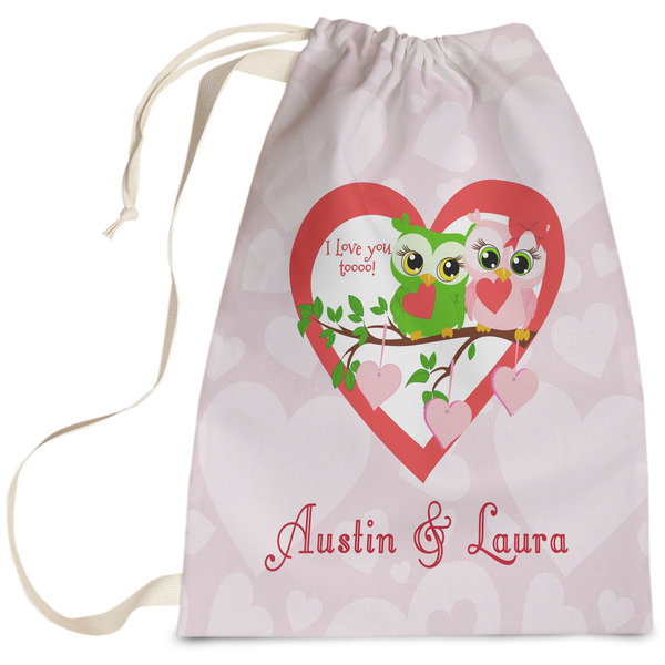 Custom Valentine Owls Laundry Bag - Large (Personalized)