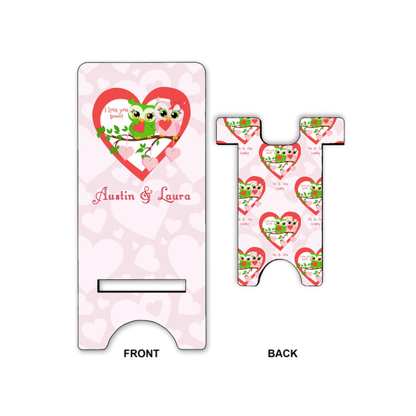 Valentine Owls Large Phone Stand - Front & Back