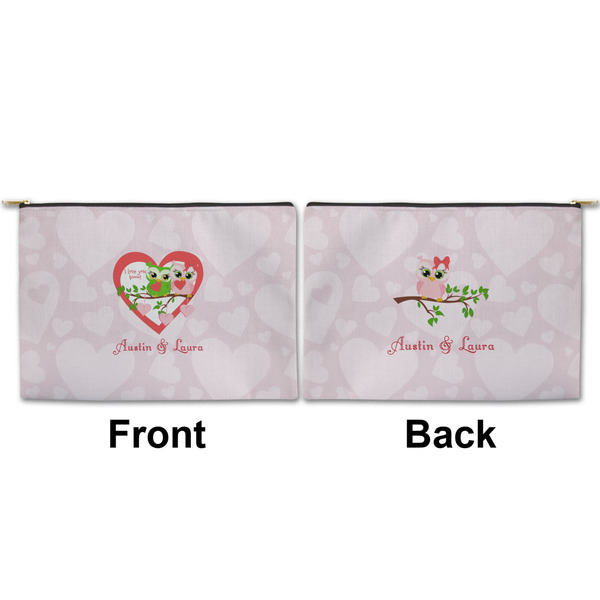 Valentine Owls Large Zipper Pouch Approval (Front and Back)