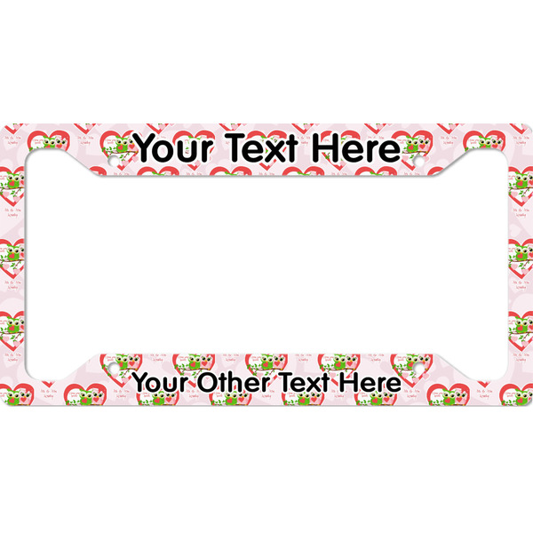 Custom Valentine Owls License Plate Frame - Style A (Personalized)