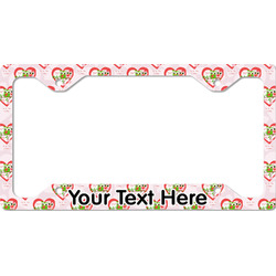 Valentine Owls License Plate Frame - Style C (Personalized)