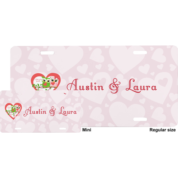 Valentine Owls License Plate (Sizes)