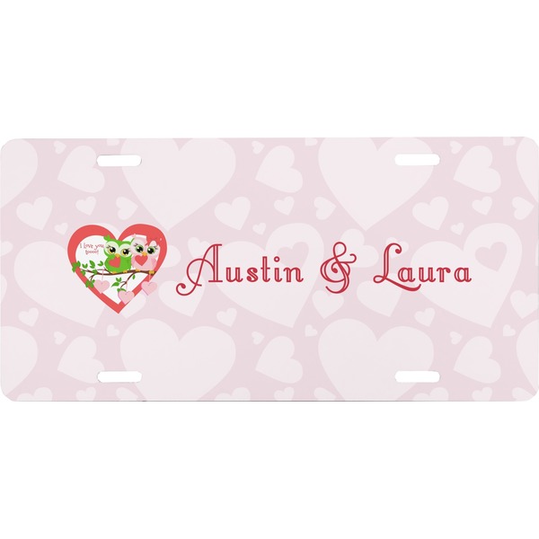 Custom Valentine Owls Front License Plate (Personalized)