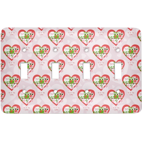 Custom Valentine Owls Light Switch Cover (4 Toggle Plate) (Personalized)