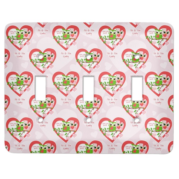 Custom Valentine Owls Light Switch Cover (3 Toggle Plate) (Personalized)
